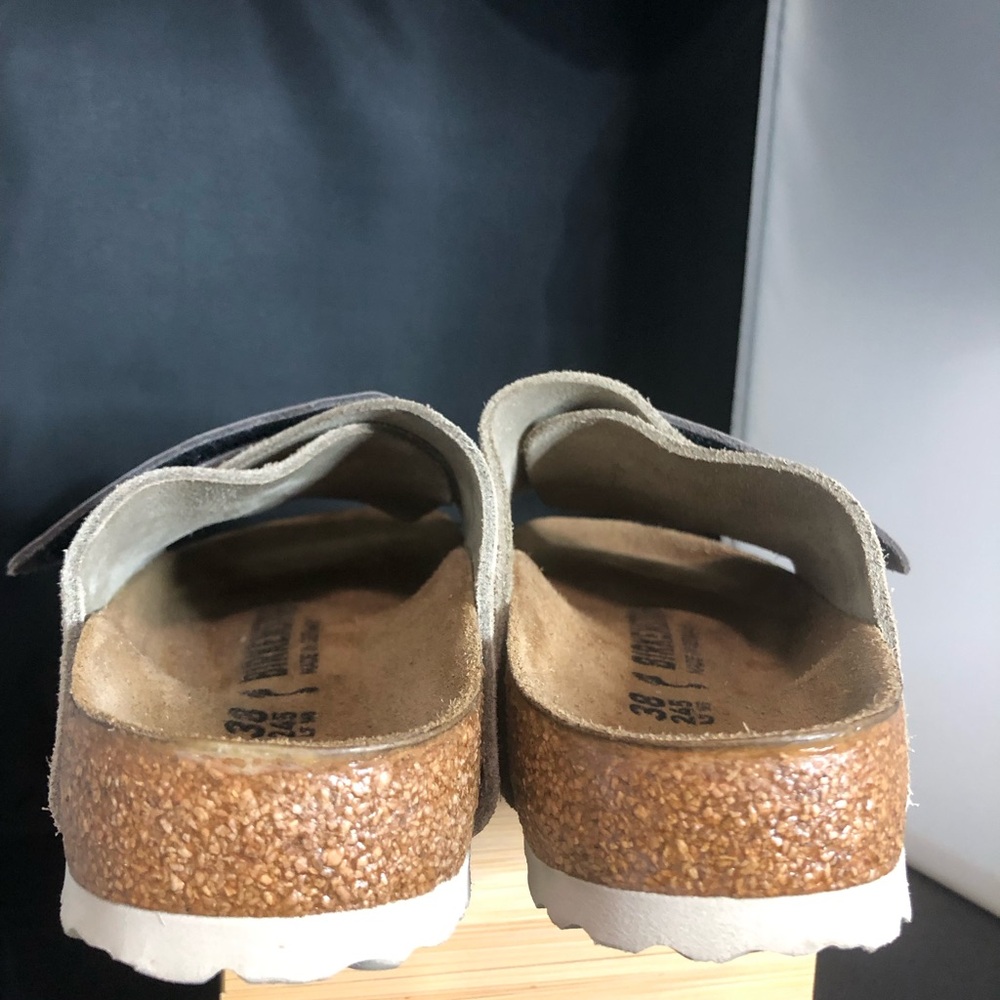 Birkenstock Brown Suede Footbed Sandals - Picture 4 of 16